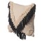 Deerlux 16" Handwoven Cotton Throw Pillow Cover with Embossed and Fringed Crossed line, Charcoal QI004300.CH - alternate 1